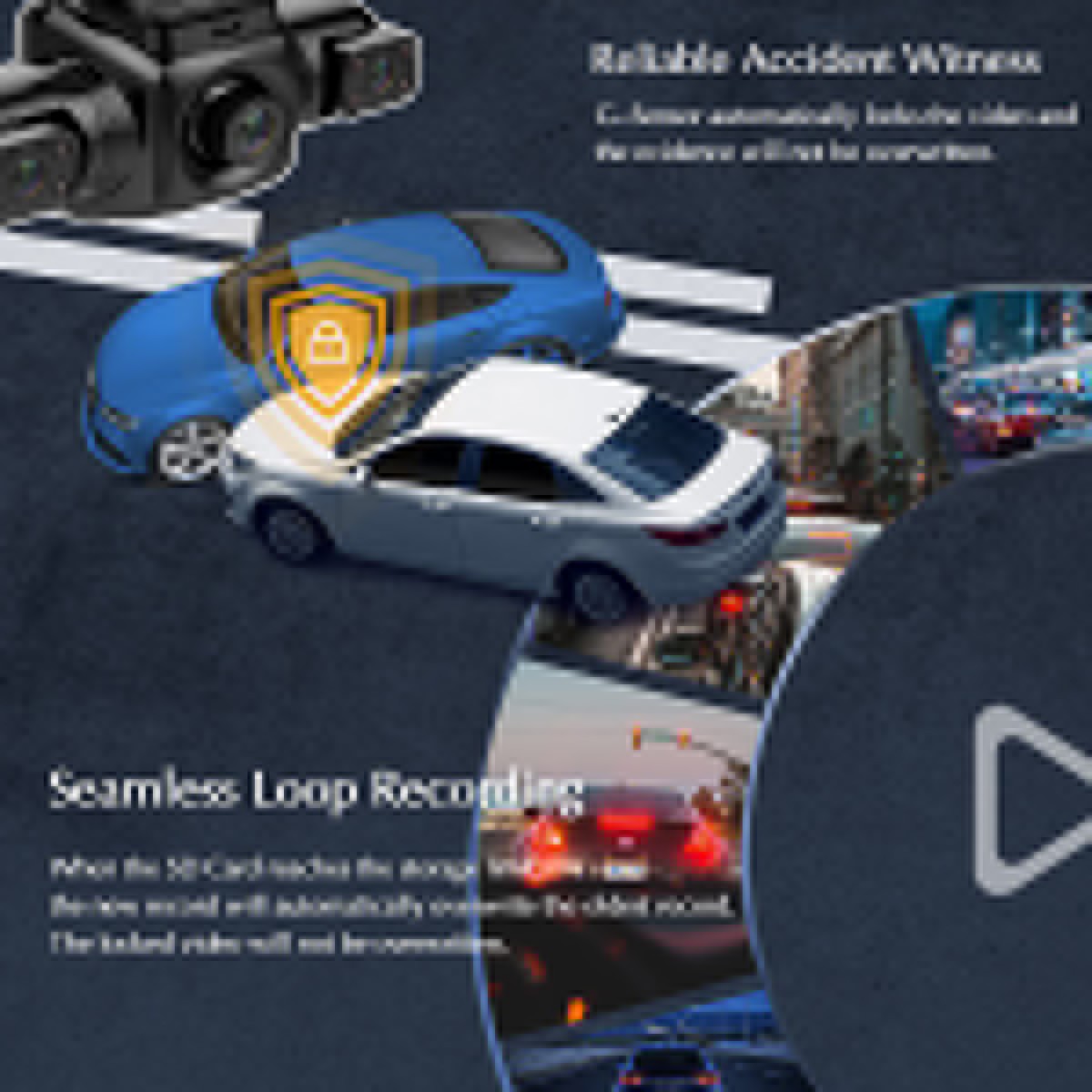 WiFi360° Dash Cam Recorder 4 Channel 1080P Car Camera DVR Vehicle Video G-Sensor