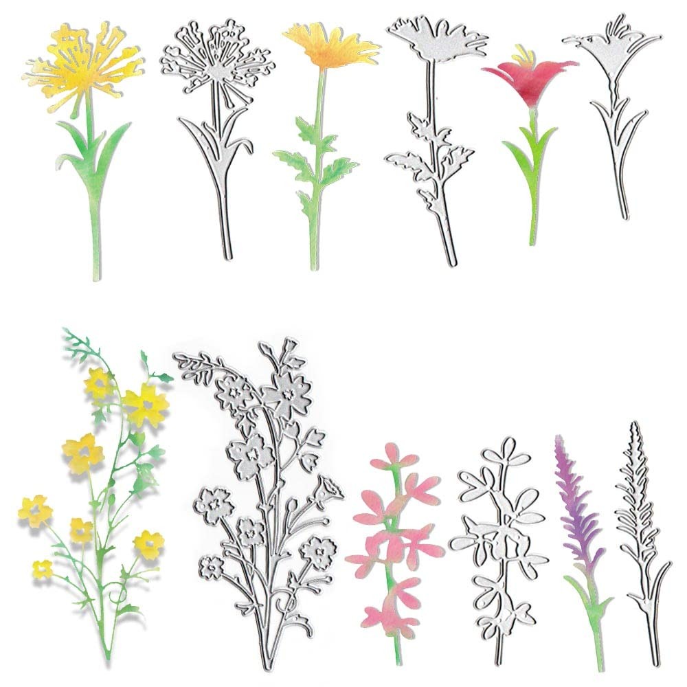 Metal Flower Cutting Dies, Wildflowers Leaves Blossom Die Cuts WILDFLOWER