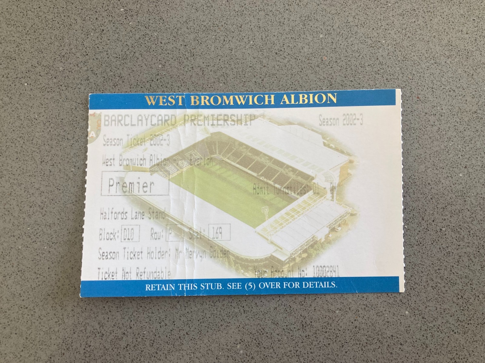 West Bromwich Albion v Everton 2002-03 Match Ticket