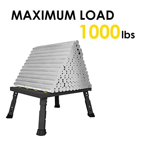 Adjustable Height Aluminum RV Step, Stable Foldable Platform Step Stool, Black