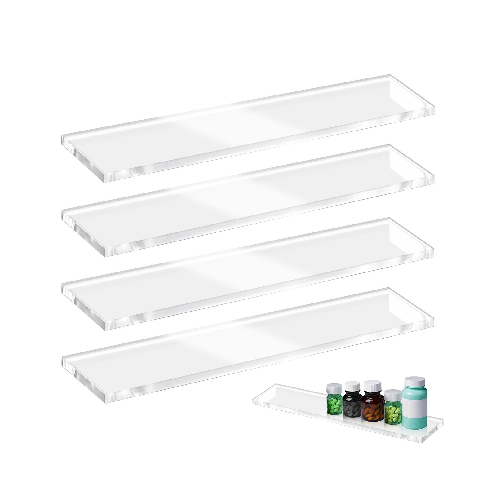 4 Pcs Medicine Cabinet Shelves 13.5 Inch Acrylic Replacement Organi... Fast Ship