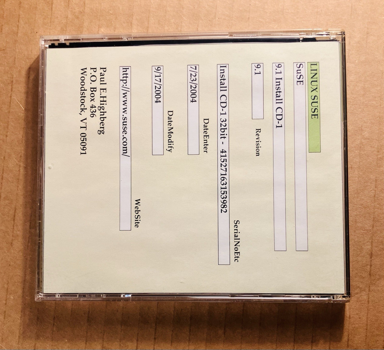 SUSE Linux Professional 9.1 Complete 5 Disc CD Set 2004 Vintage Software
