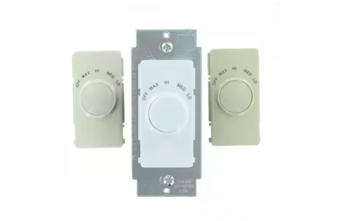 Leviton IllumaTech RTF01-10Z Quiet Step Rotary Fan Speed Control, Single Pole