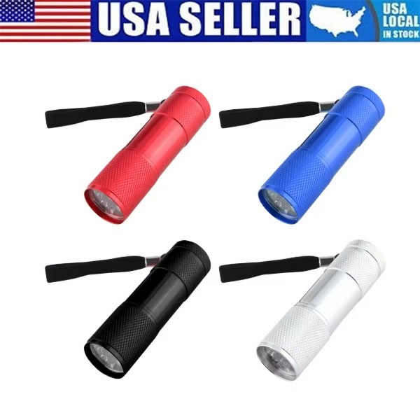 9 LED White Light Flashlight Aluminium Mini Torch Outdoor Portable Travel Lamp