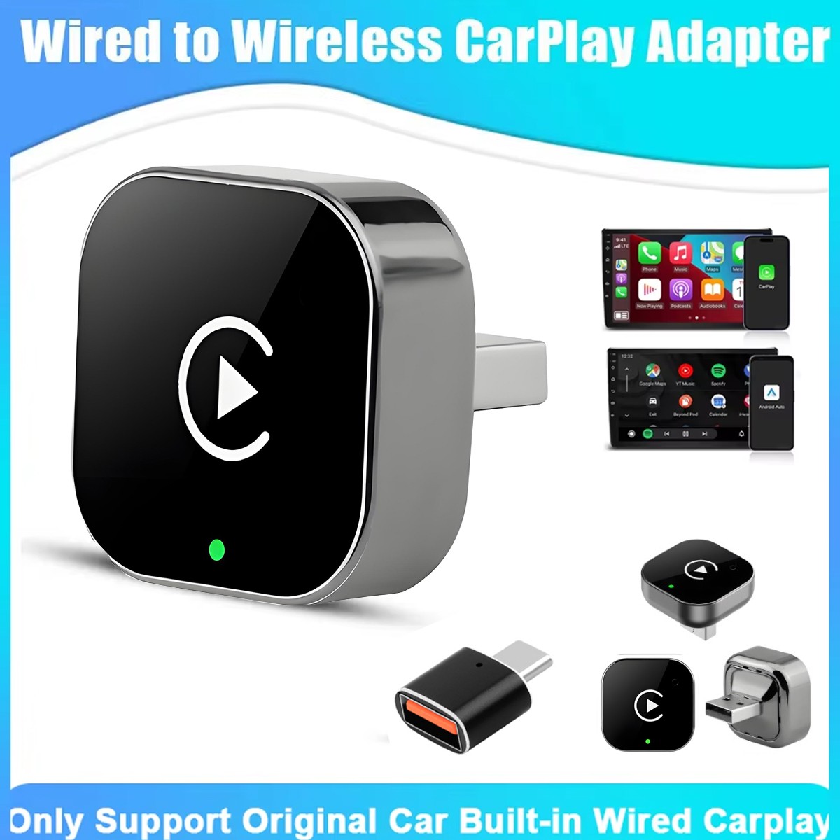 2026 USB Wireless CarPlay Adapter For iPhone Apple Wireless Dongle Plug Play USA