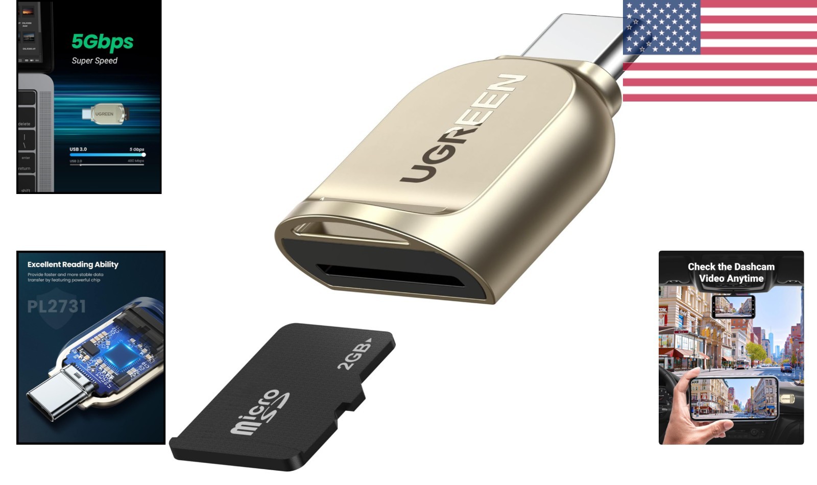 Mini USB C Micro SD Card Reader - Durable Zinc Alloy for On-the-Go Access