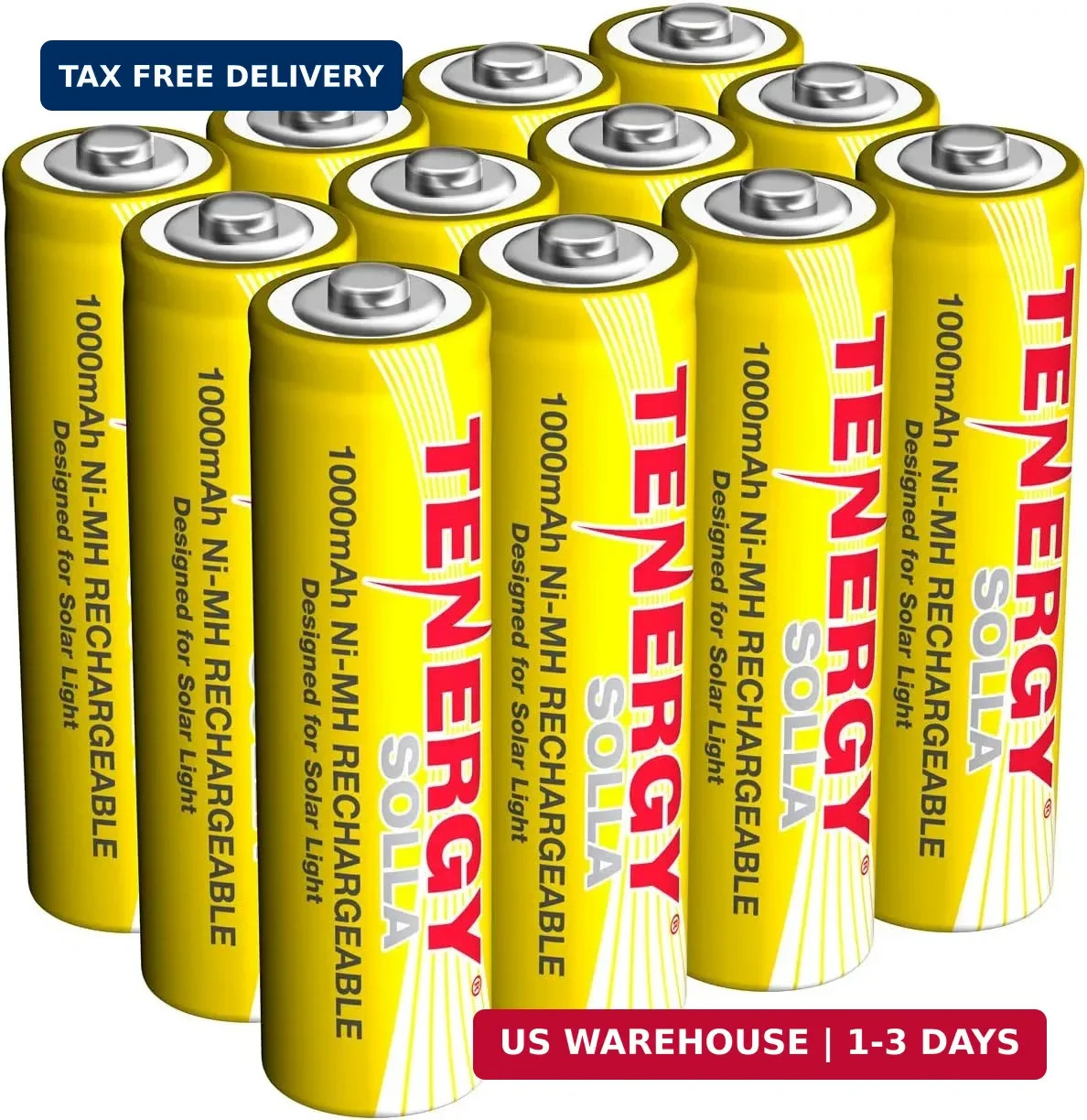 Tenergy Solla Rechargeable NiMH AA Battery, 1000mAh Solar Batteries for Solar Ga