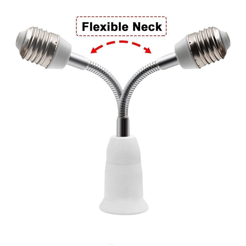 2 pack 8" Flexible Light Bulb Lamp Socket Adapter Extender 360° Adjustable E27