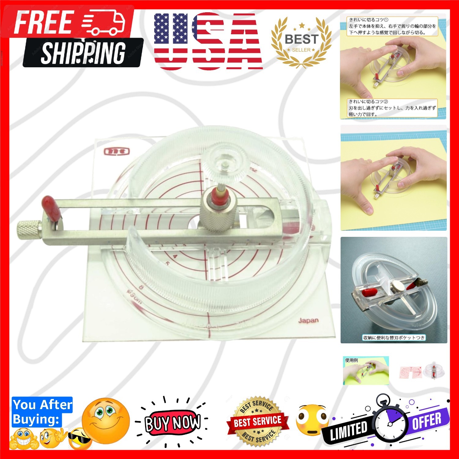 Circle Cutter, Leaves no pin trace, 3/4" to 6-3/4" Diameter iC-1500P