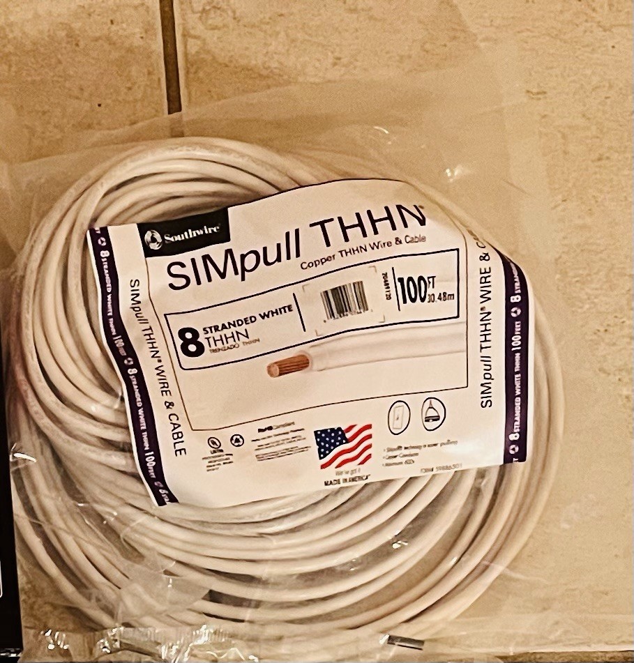 Southwire SIMpull THHN 8 AWG Stranded Copper Wire 100 FT White 20489101
