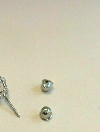 14K WHITE GOLD SCREW BACK DESIGN BACKINGS FOR STUD EARRINGS  / ONE PAIR