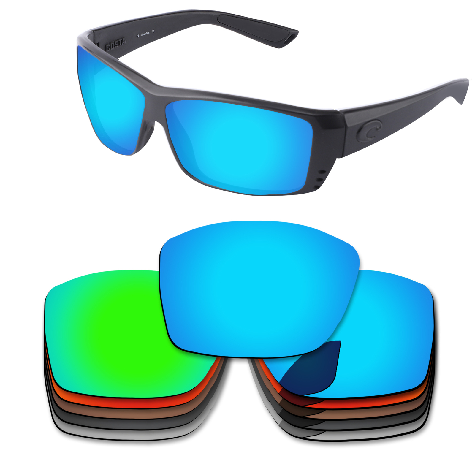 Lenslog Polarized Replacement Lenses For-Costa Del Mar Cat Cay Frame -Colors