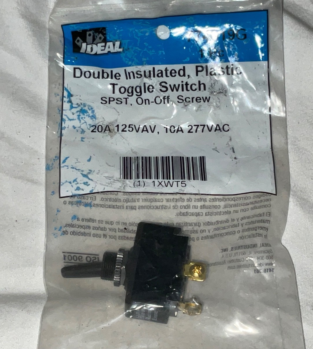 Ideal 774019G 1XWT5 Toggle Switch 2 Connections On/Off NEW Double Insula