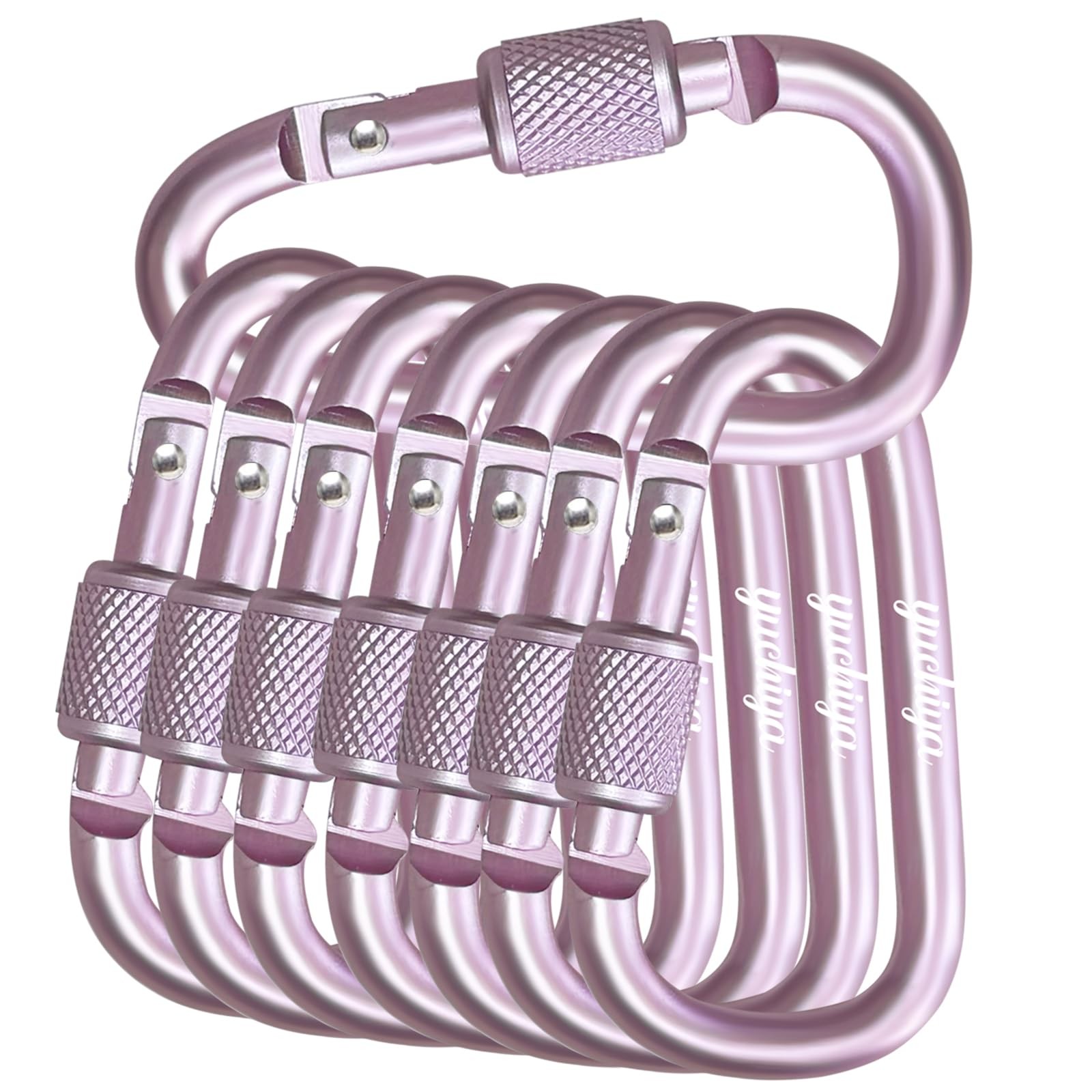 YUCHIYA 8 Pack D-Shape Carabiner Clasp with Screw Gate, 2.2 2.2", multicolor