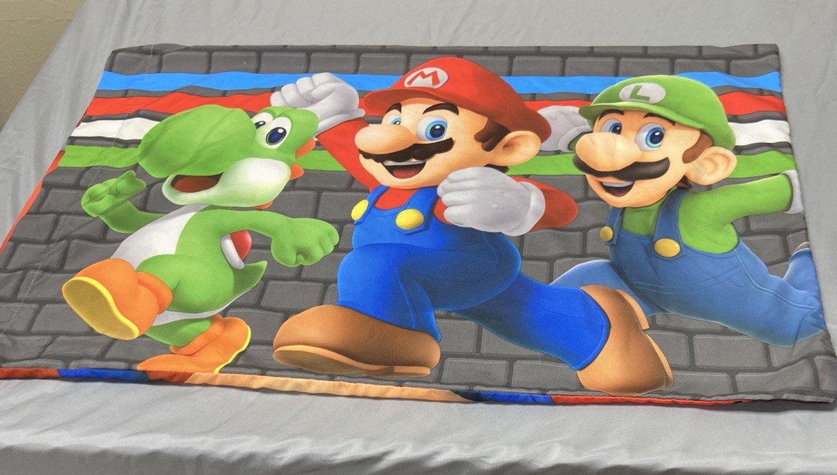 Nintendo Super Mario Standard Pillow Case Mario Luigi Yoshi Double Sided