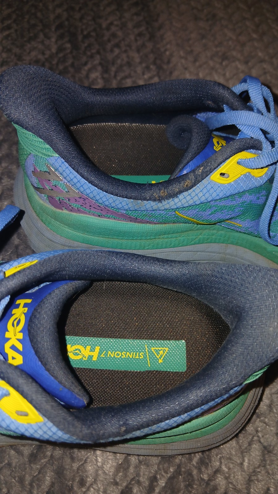 Size 7.5B - Hoka One One HOKA Stinson 7 Virtual Blue Tech Green Comfortable Shoe