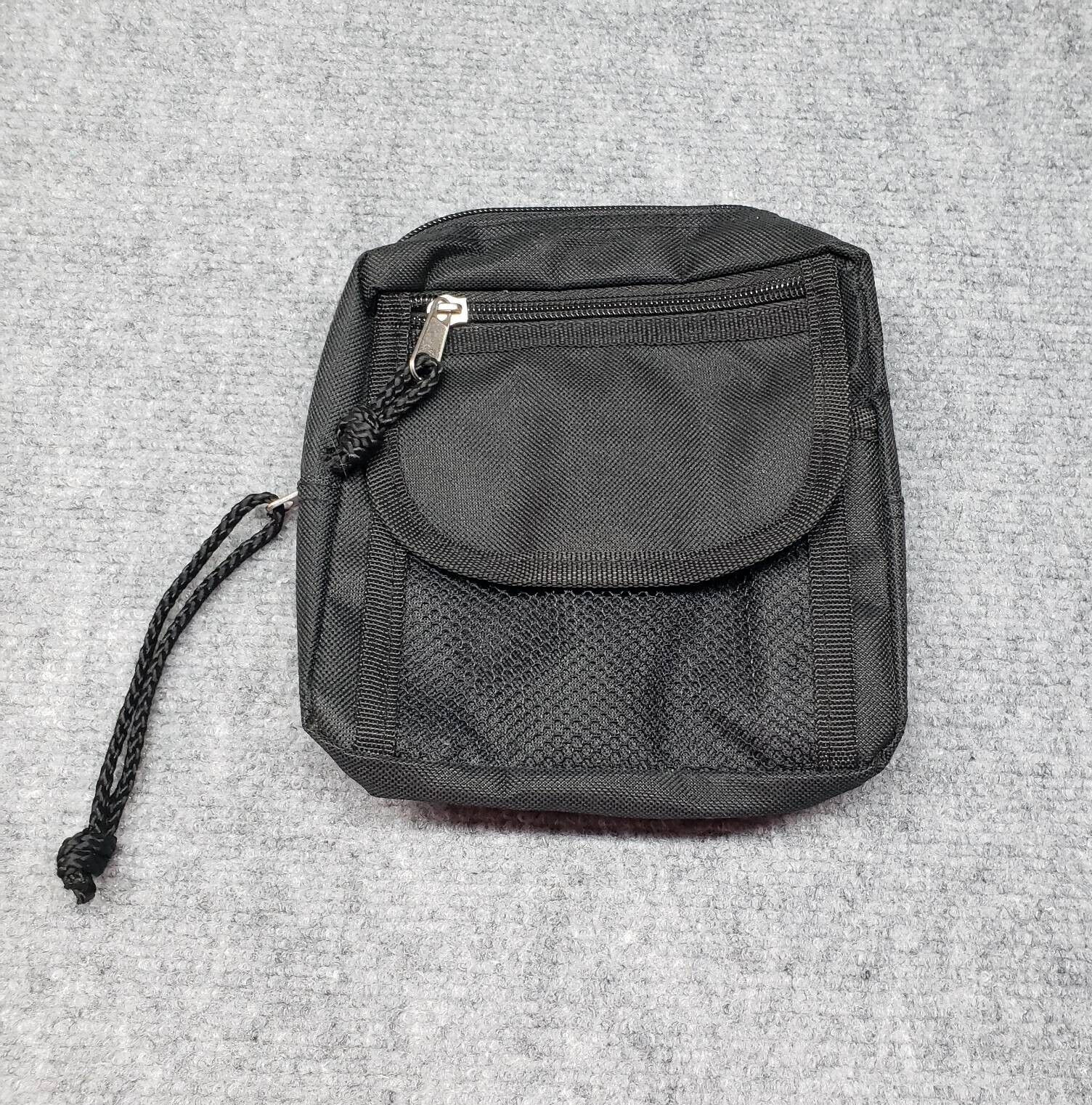 Hollister Unisex Pouch Black Canvas Multi-pockets Cord Strap Zip