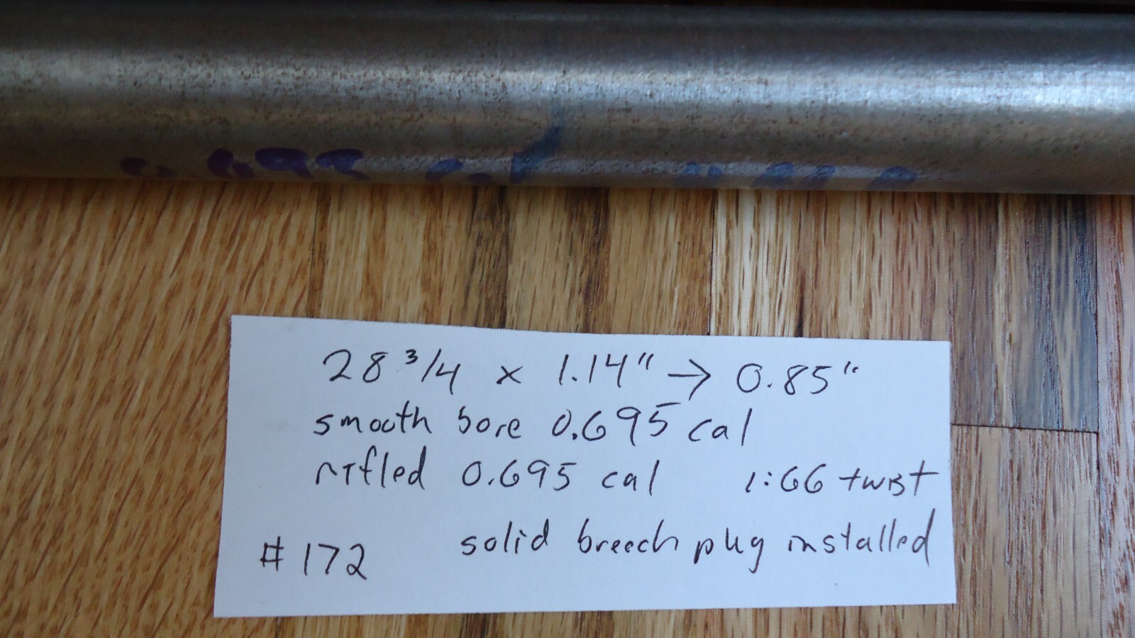 .695 Cal Side by Side , SXS Muzzleloader Barrels, 1 Rifled, 1 Smooth