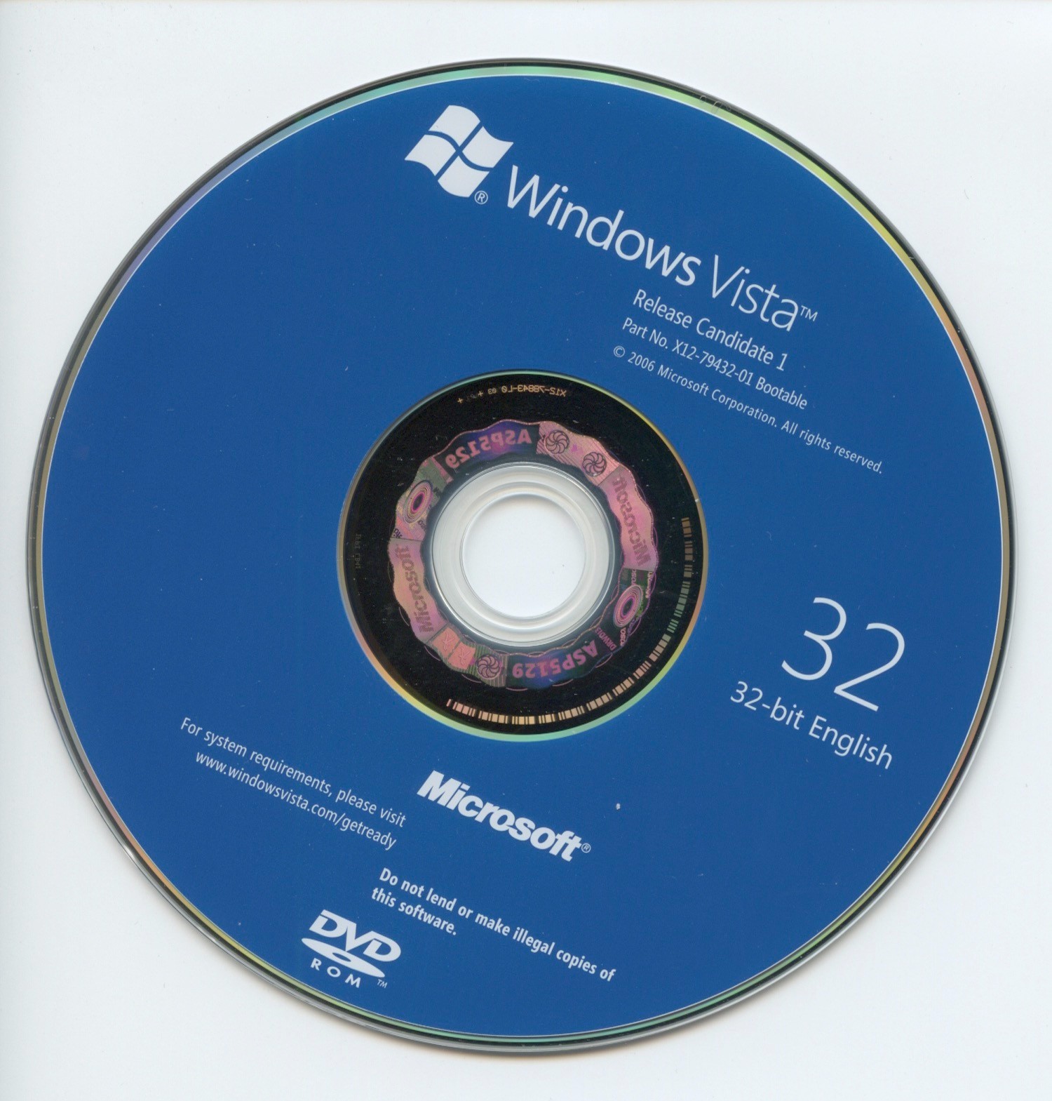 Microsoft Windows Vista Release Candidate 1 - 32 Bit Vintage Collect