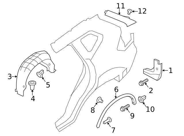 Genuine Nissan Quarter Panel Splash Shield 76749-6RR0B