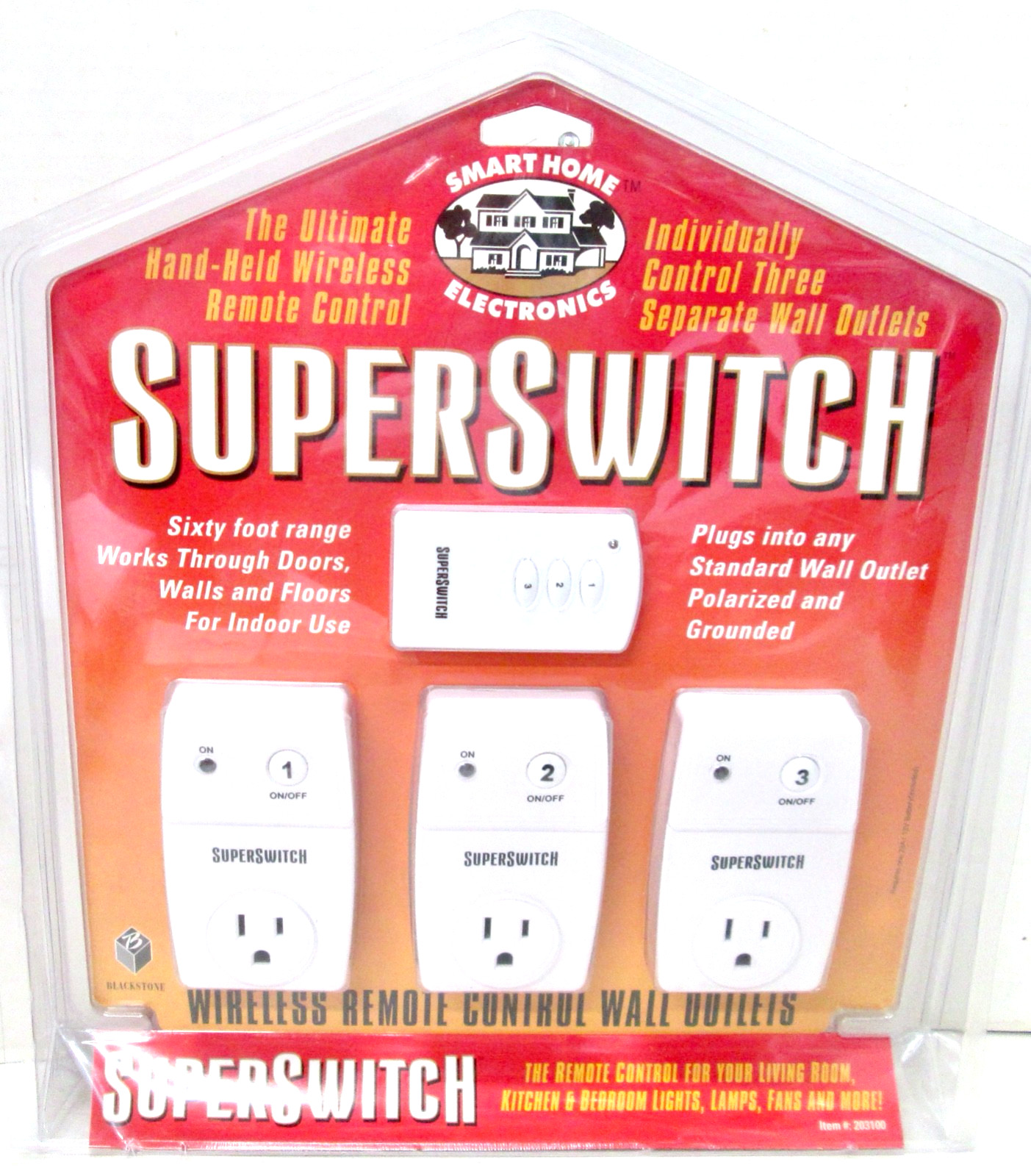 Blackstone Super Switch  1 Wireless Remote Control and 3 Outlets - New/Sealed