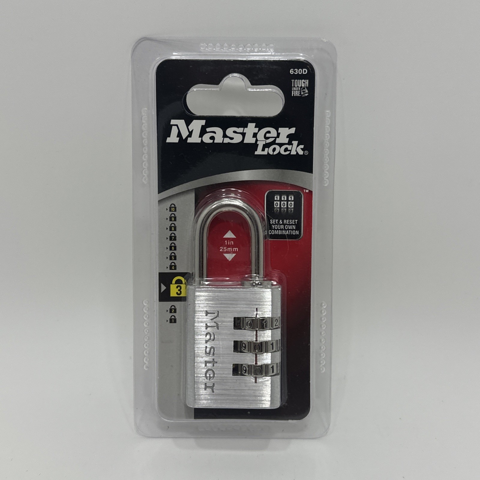 Master Lock 3-Digit Combination Lock Aluminum 630D