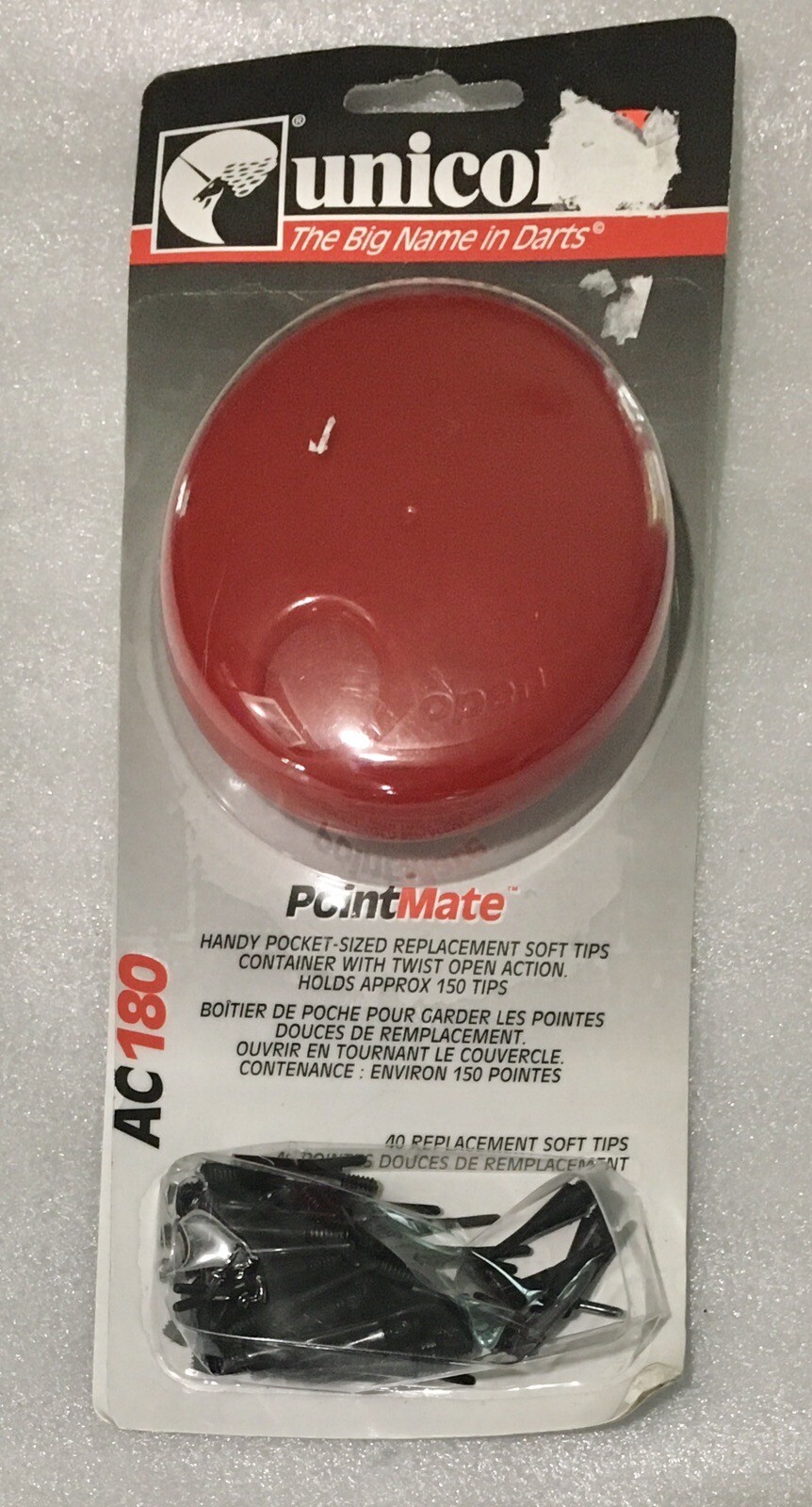 Unicorn Darts Pointmate AC 180 Soft Tips 40ct. Replacements w/Pocket Holder NEW
