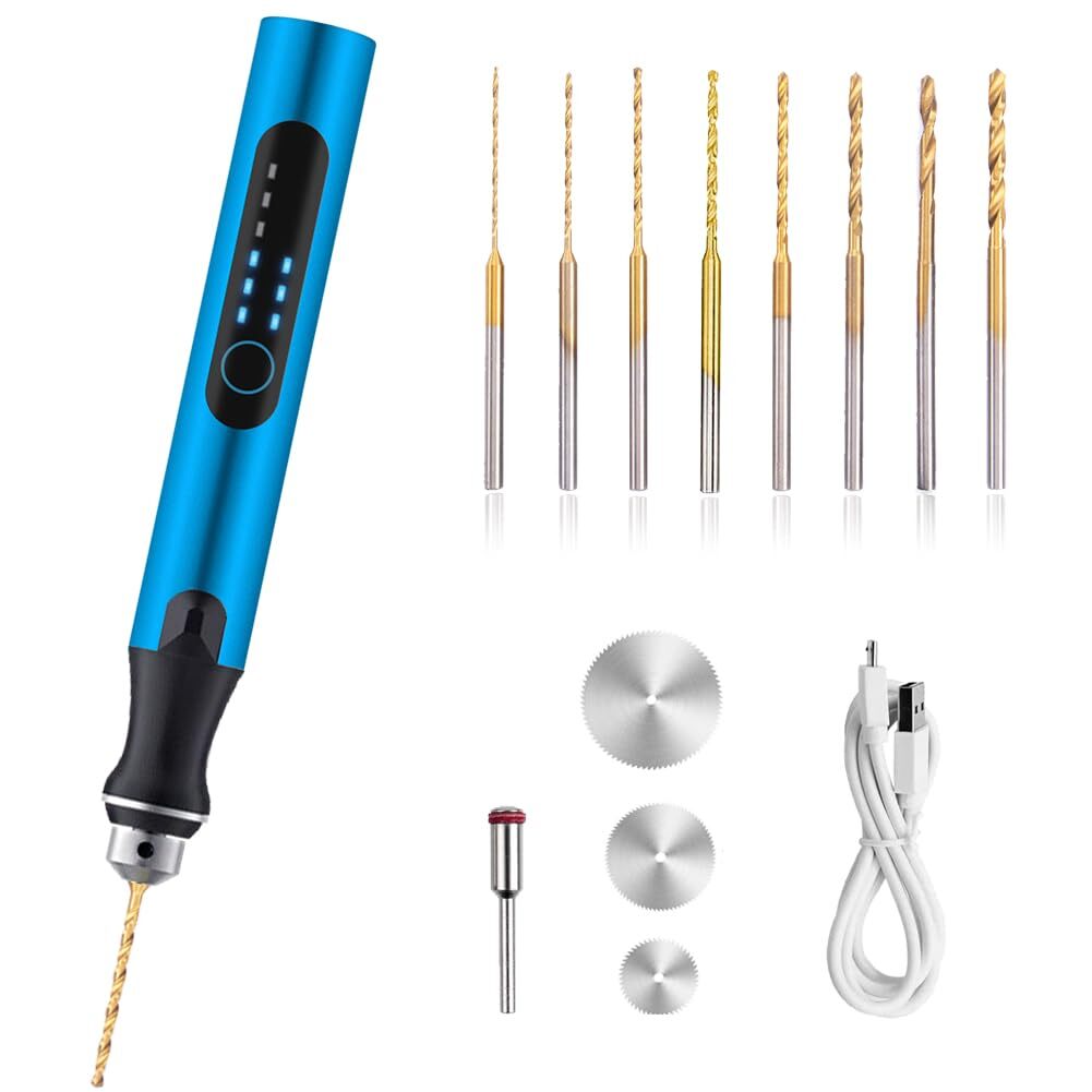 3-Speed Cordless Mini Drill Pen with 8 Small Drill BitsRechargeable Electric Ha