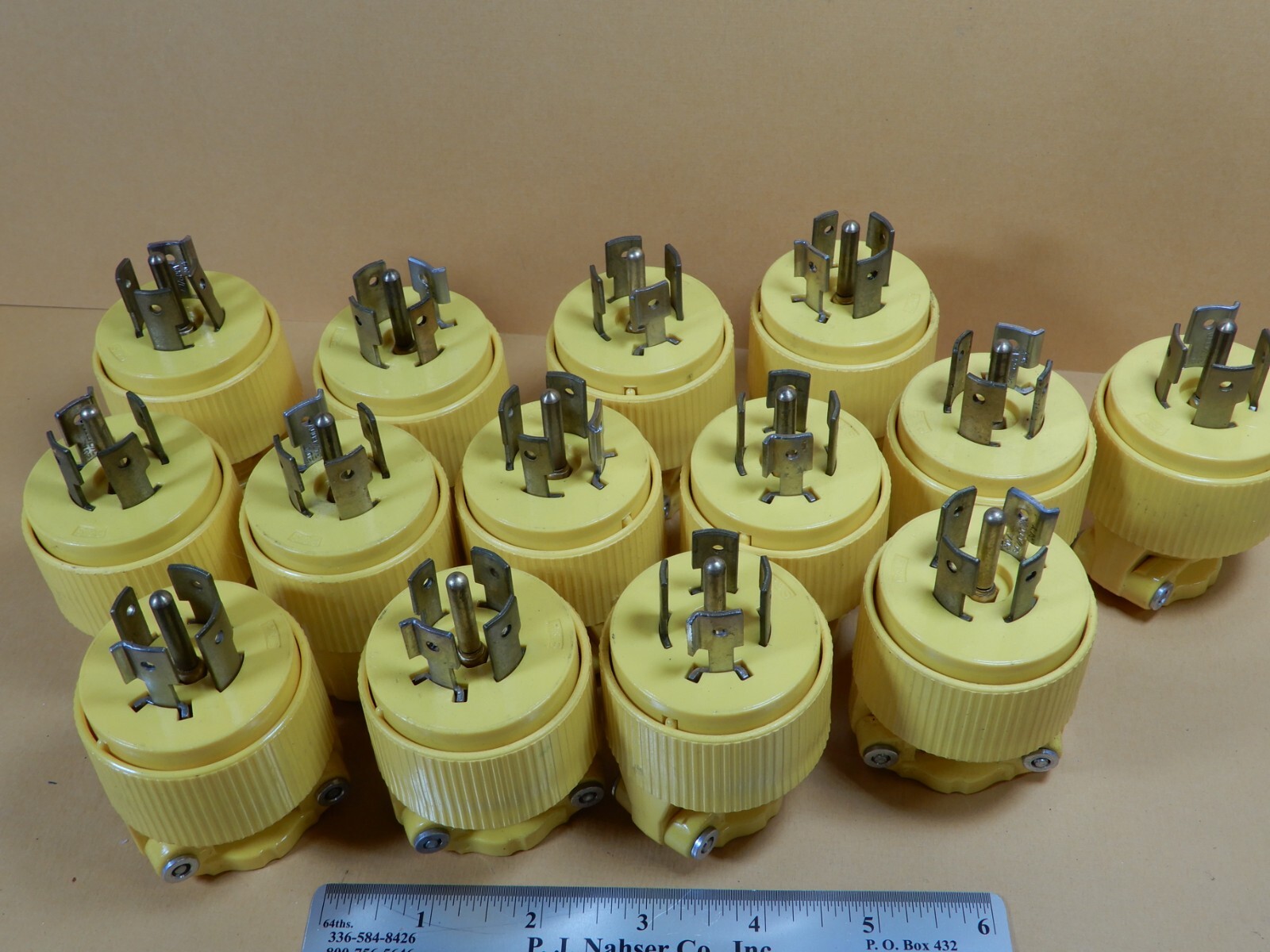 Pass and Seymour Yellow Turnlok Plug 5W Not Sure of the Numbers Qty 14 NOS