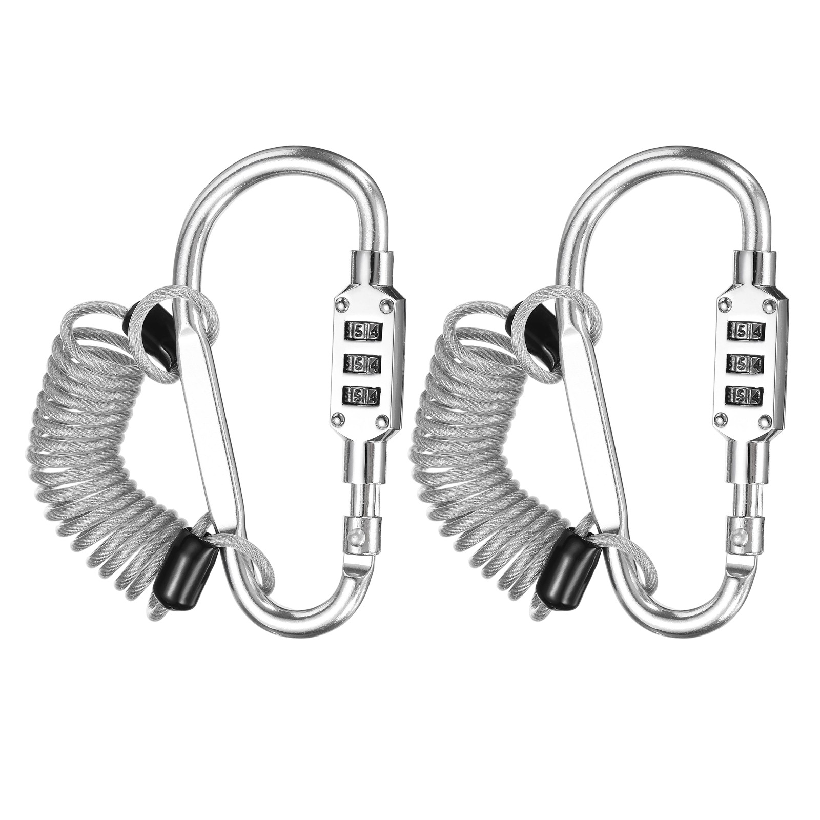 2 Set 3.3Ft Cable Lock Steel Safety Cable with 3.8" Combination Lock Silver