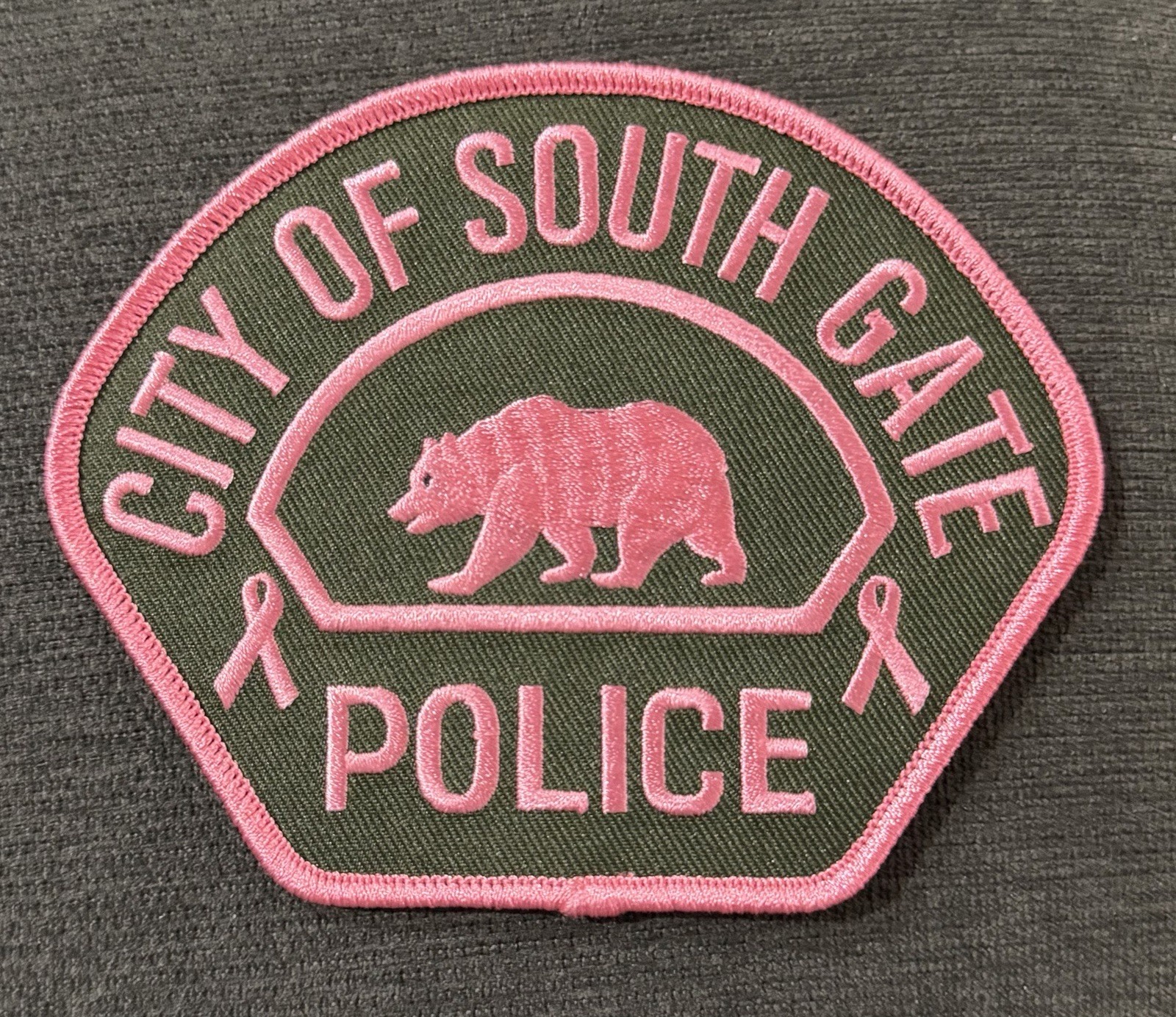 California Pink (Cancer Awareness) Patch. South Gate Police Department.