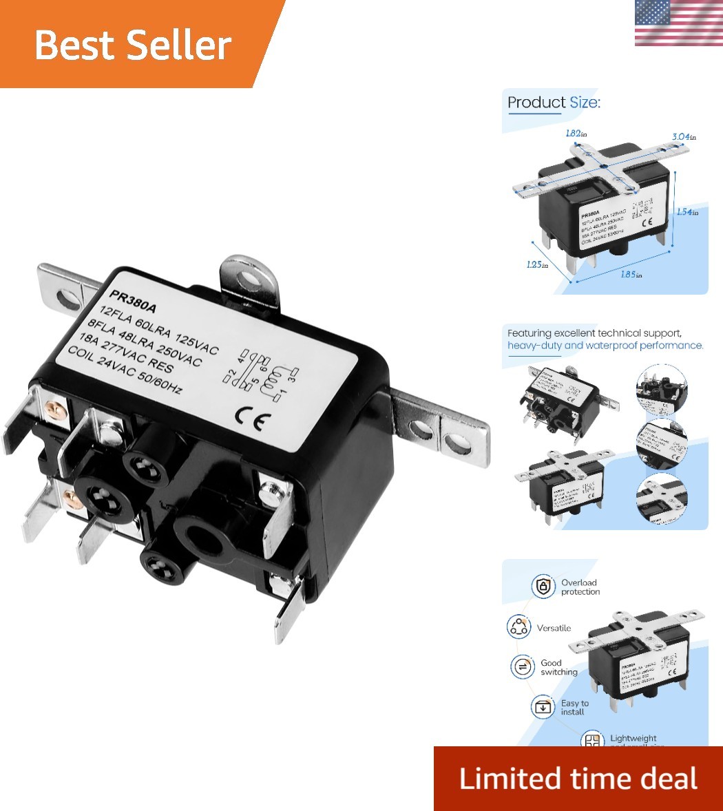 24V AC Heavy-Duty Fan Relay SPST Isolated Switch for HVAC, Goodman, Heat Sequ...