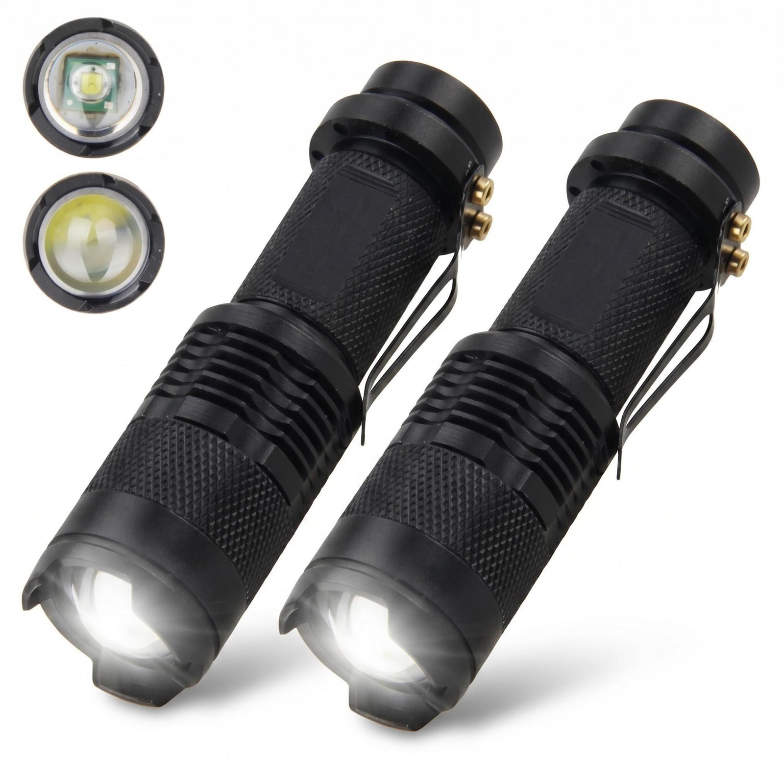 2PCS Super Bright LED Flashlight USB Rechargeable LED Camping Lamp Torch