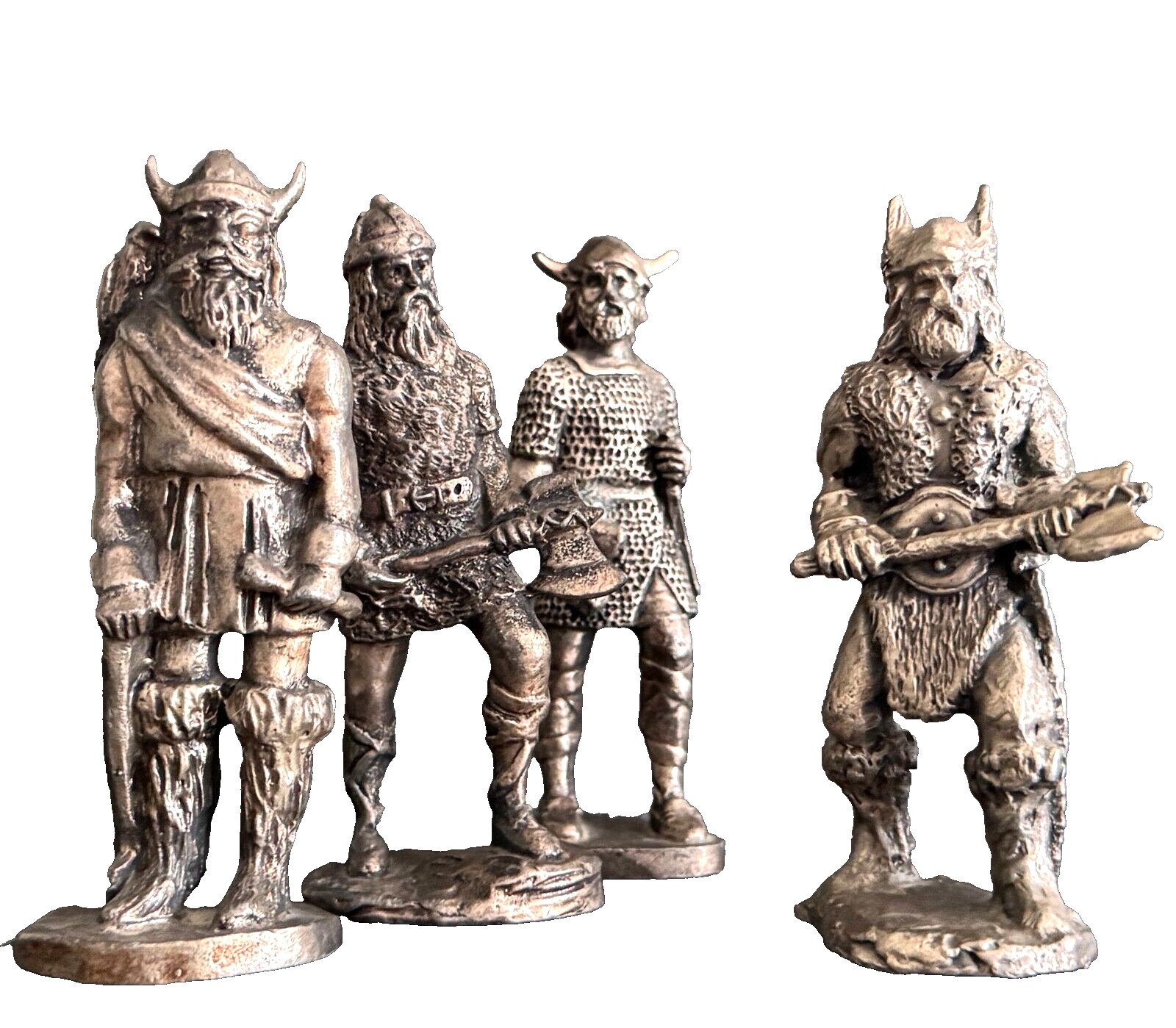 Miniature Viking Pewter LOT of 4 Figurines Ampersand USA  RPG Norse 3.75"H