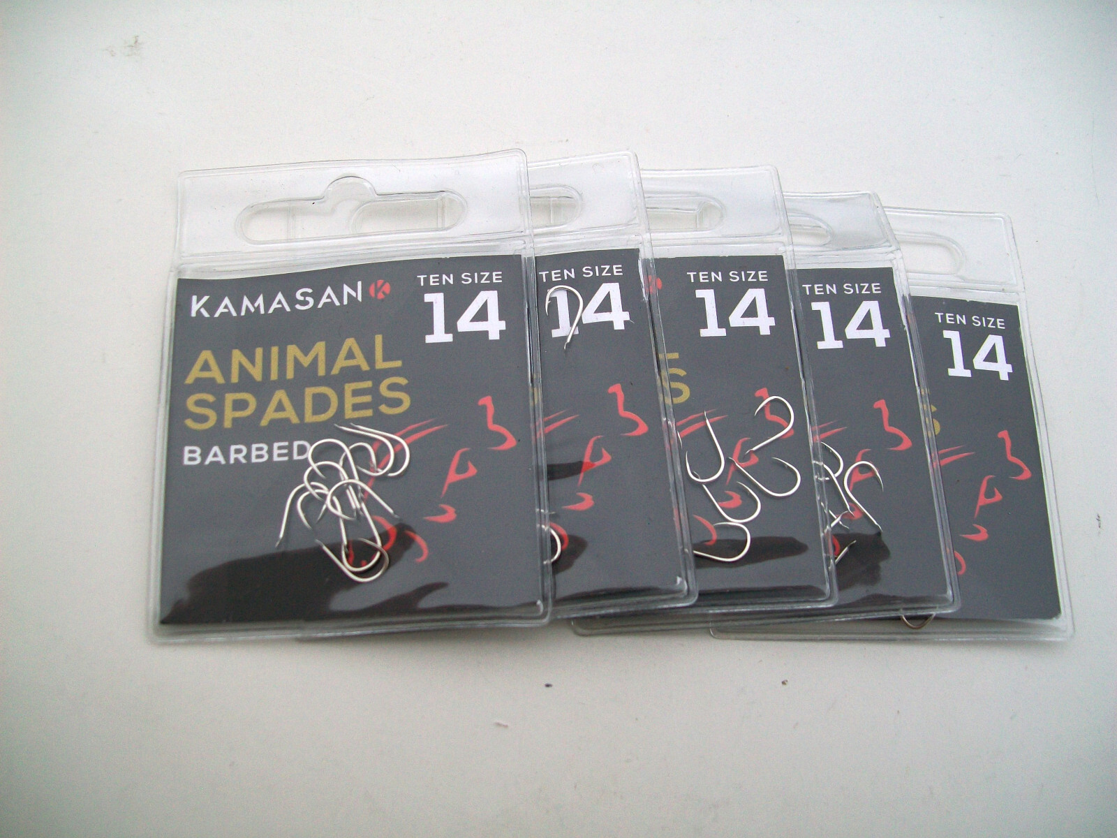 50 x Kamasan Animal  Barbled Spade End Hooks. Size 14  Hooks.