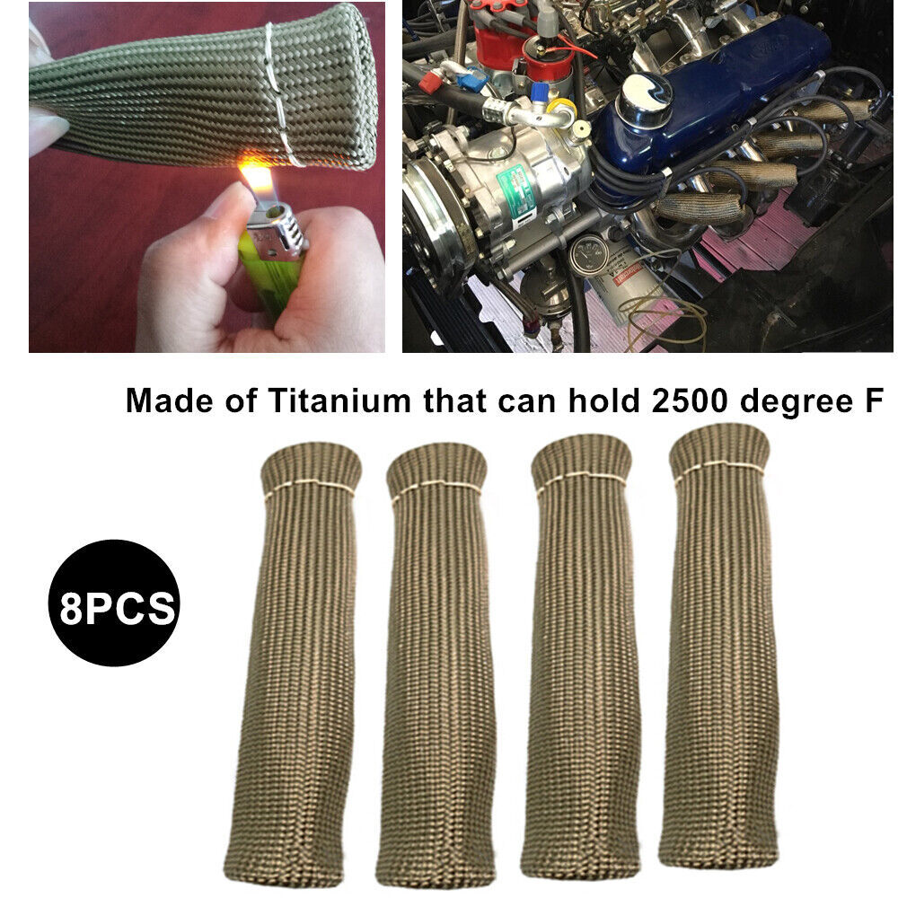 2500° High Heat Shield Engine LS Spark Plug Wire Boots Protector Sleeve Cover 8X