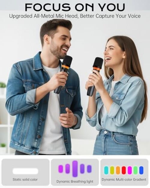 Wireless Microphone, One-Touch Mute & Dynamic RGB Lighting, Professional Black