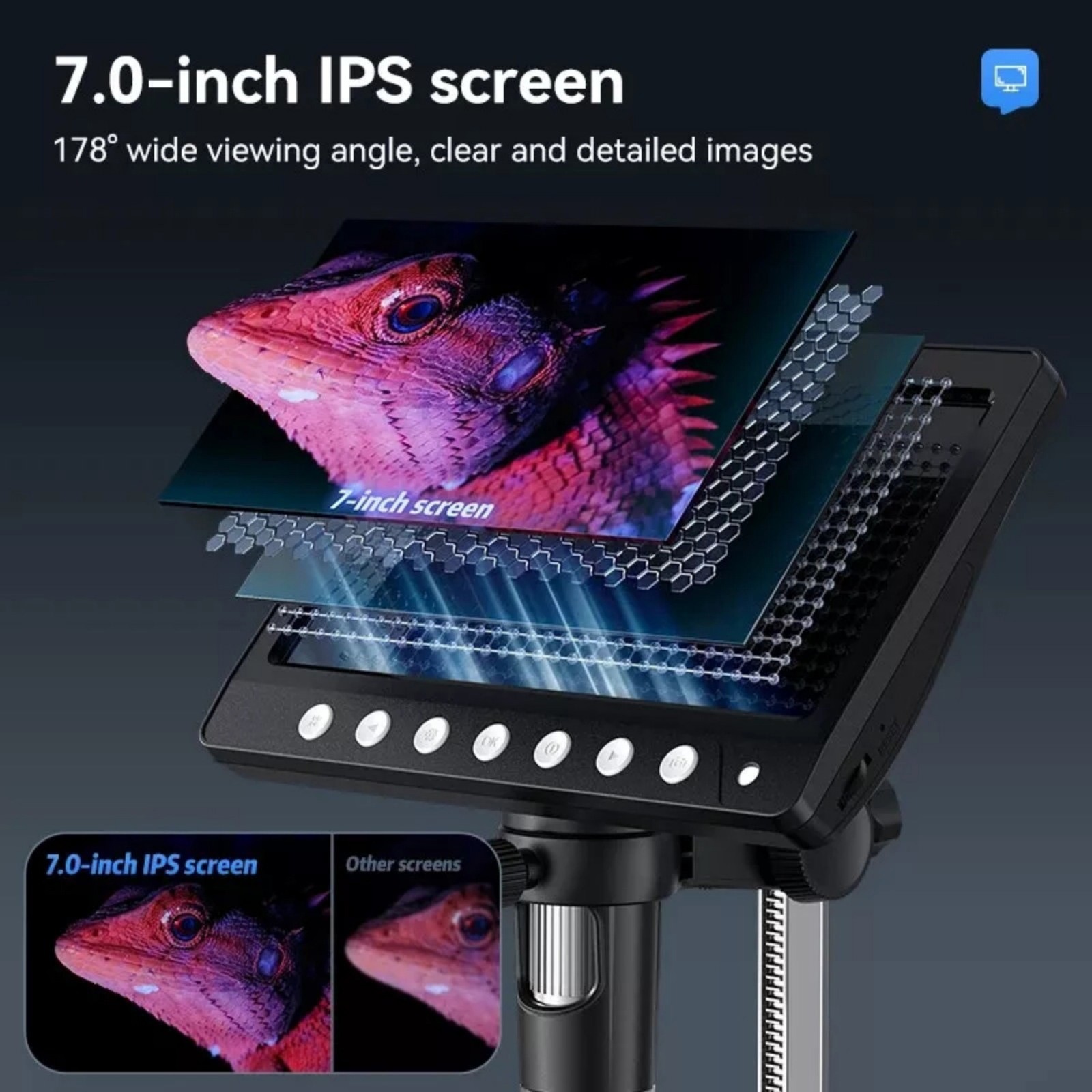 7 "IPS Digital Microscope Tool 1200X 1080P Video Focusing Camera Microscope