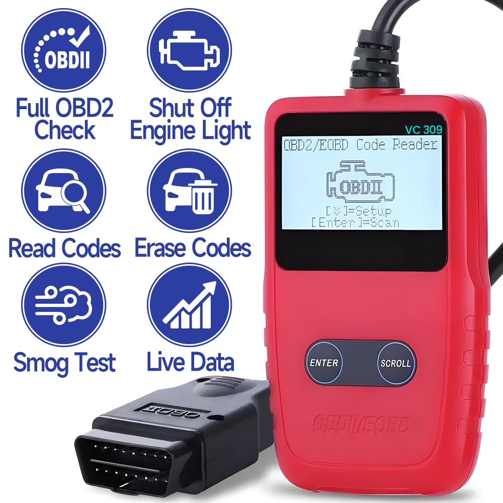 Car Code Reader OBD2 Scanner Diagnostic Tool Read & Clear Engine DTC Reset Light