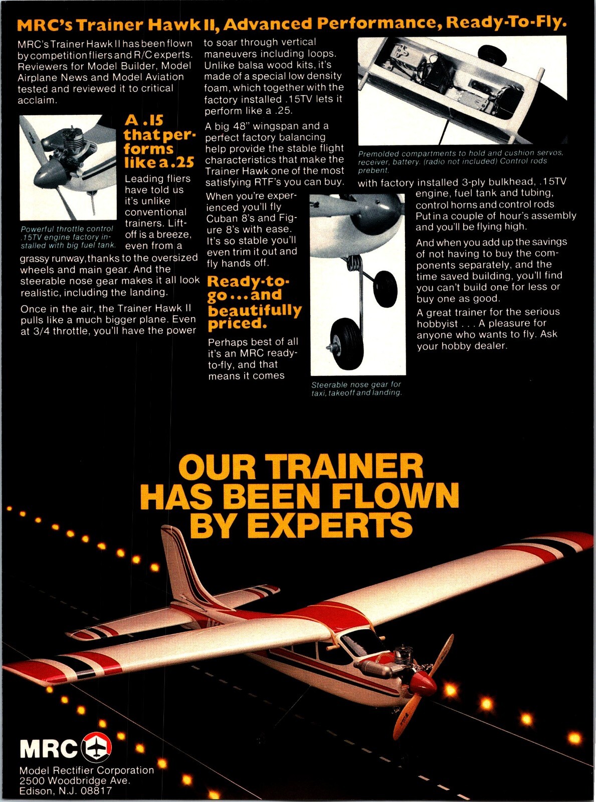 Trainer Hawk II RC Airplane MRC Print Ad Ephemera Wall Art Decor