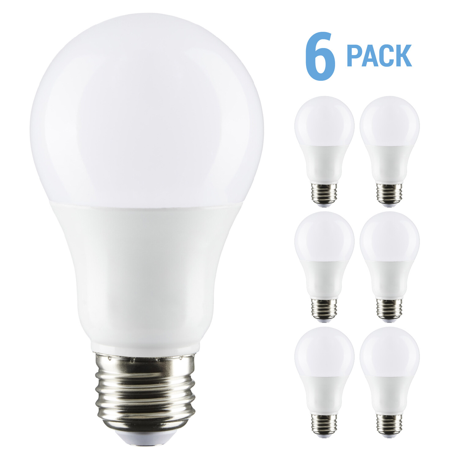 6 Pack Satco S28916 120-277V LED 8.8W 60W A19 Medium E26 Base 4000K Cool White