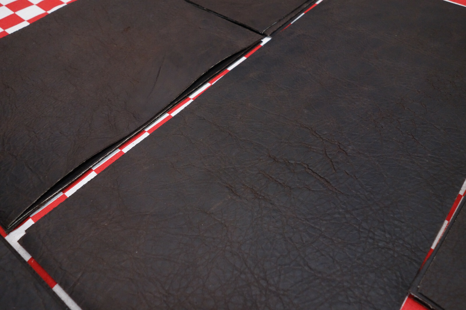 HORWEEN EBONY ROWDY SHRUNKEN BISON 4 oz. LEATHER, UNEVEN BACK TEXTURE, COLOR..