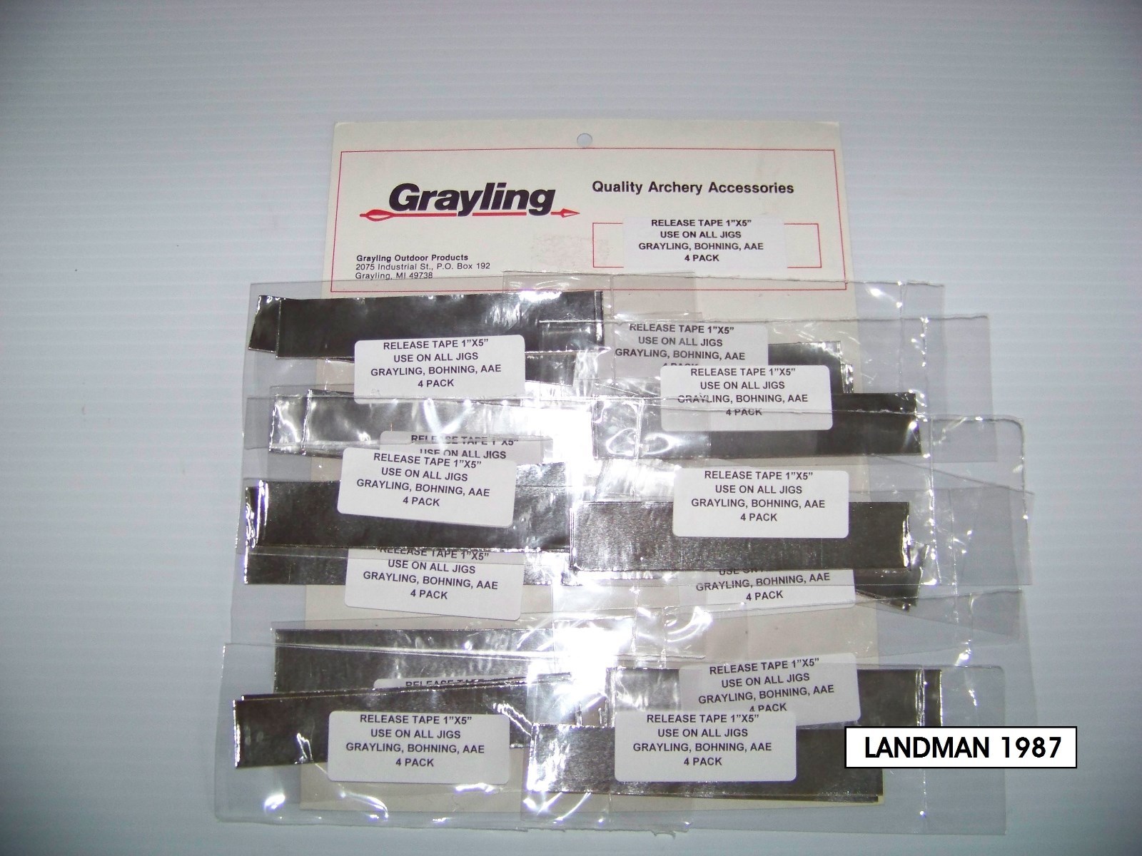 BOHNING, GRAYLING, AAE, ARROW BOLT FLETCHING JIG RELEASE TAPE 4 PIECES 1/4 PACK