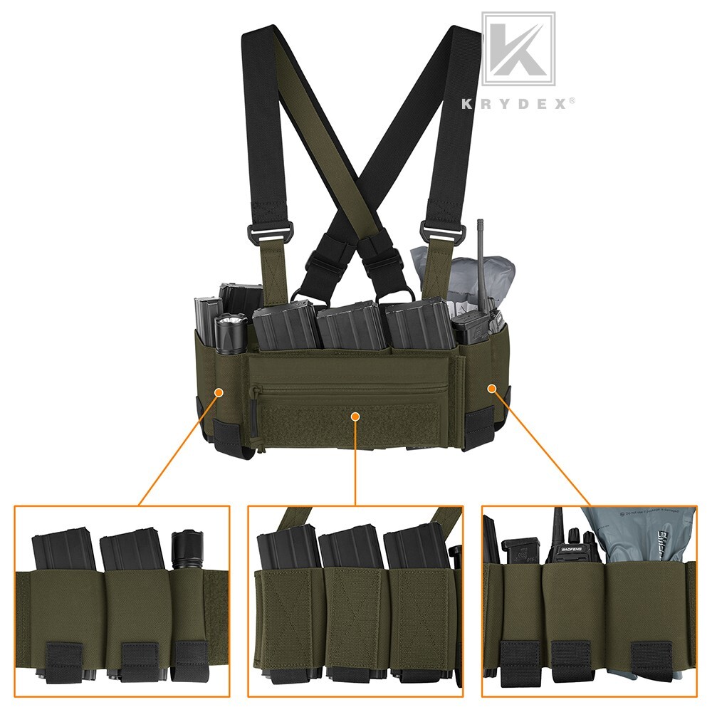 KRYDEX Concealed Carry Low-Vis Chest Rig Pouch Elastic Cummerbund Ranger Green