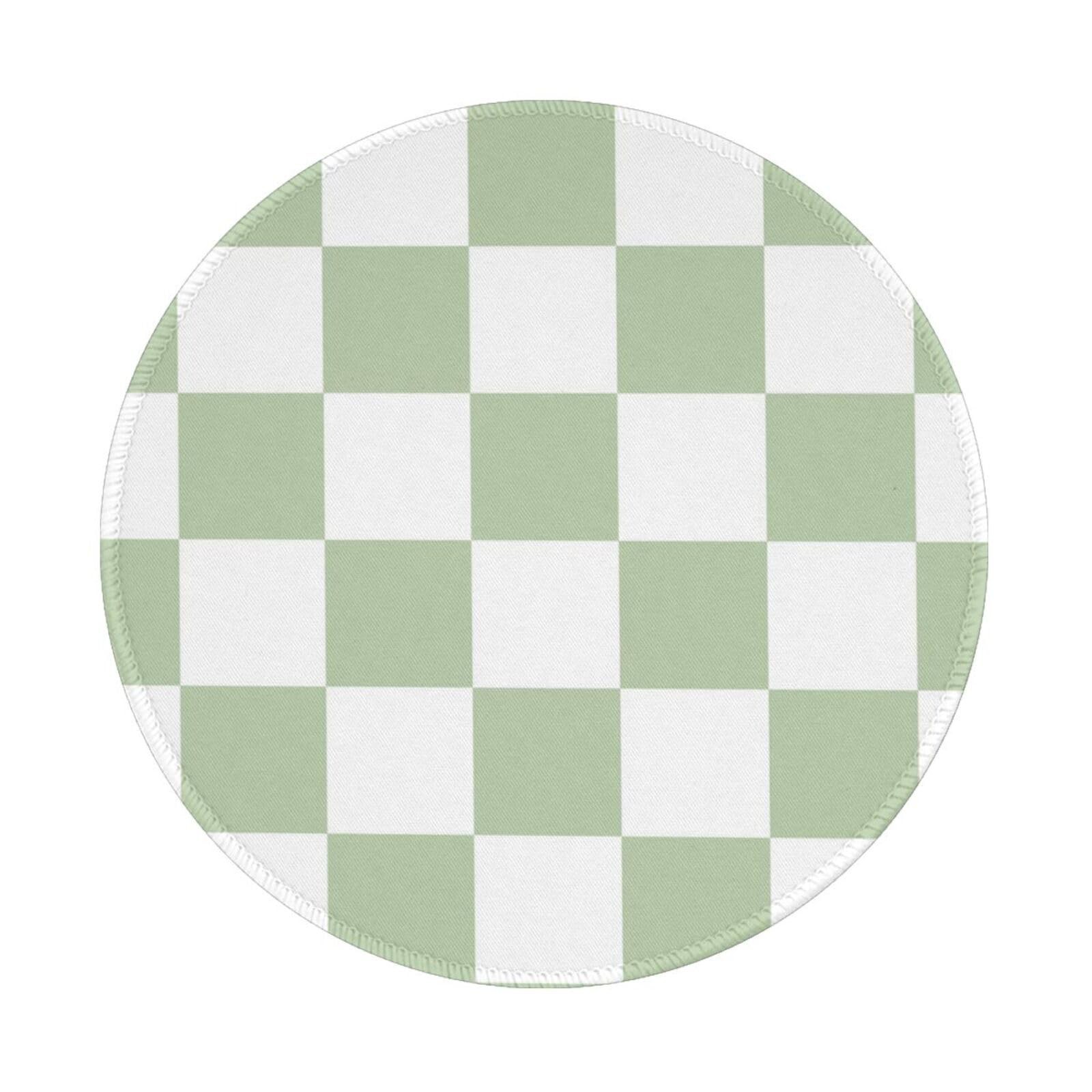 Green Checkerboard Round Mouse Pad Small Gaming Mousepad Desk Mat Stitched Ed...