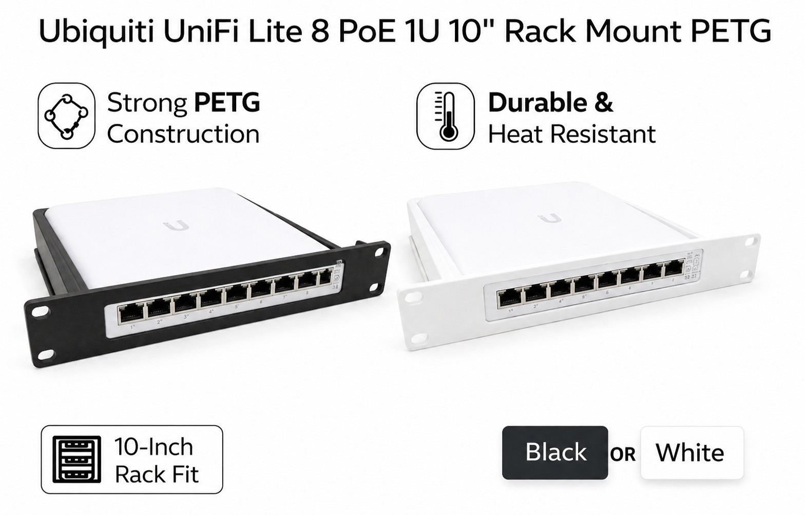 10" Network Rack Mount UniFi Lite 8 PoE Switch Ubiquiti USW-LITE-8-POE 3d print