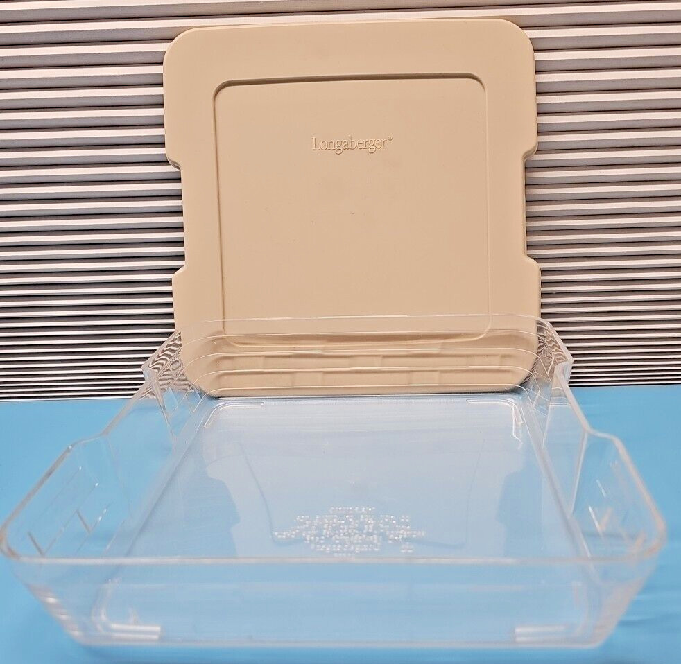 Longaberger 8" Square Hard Basket Liner Protector and Lid (40697) & (40687)