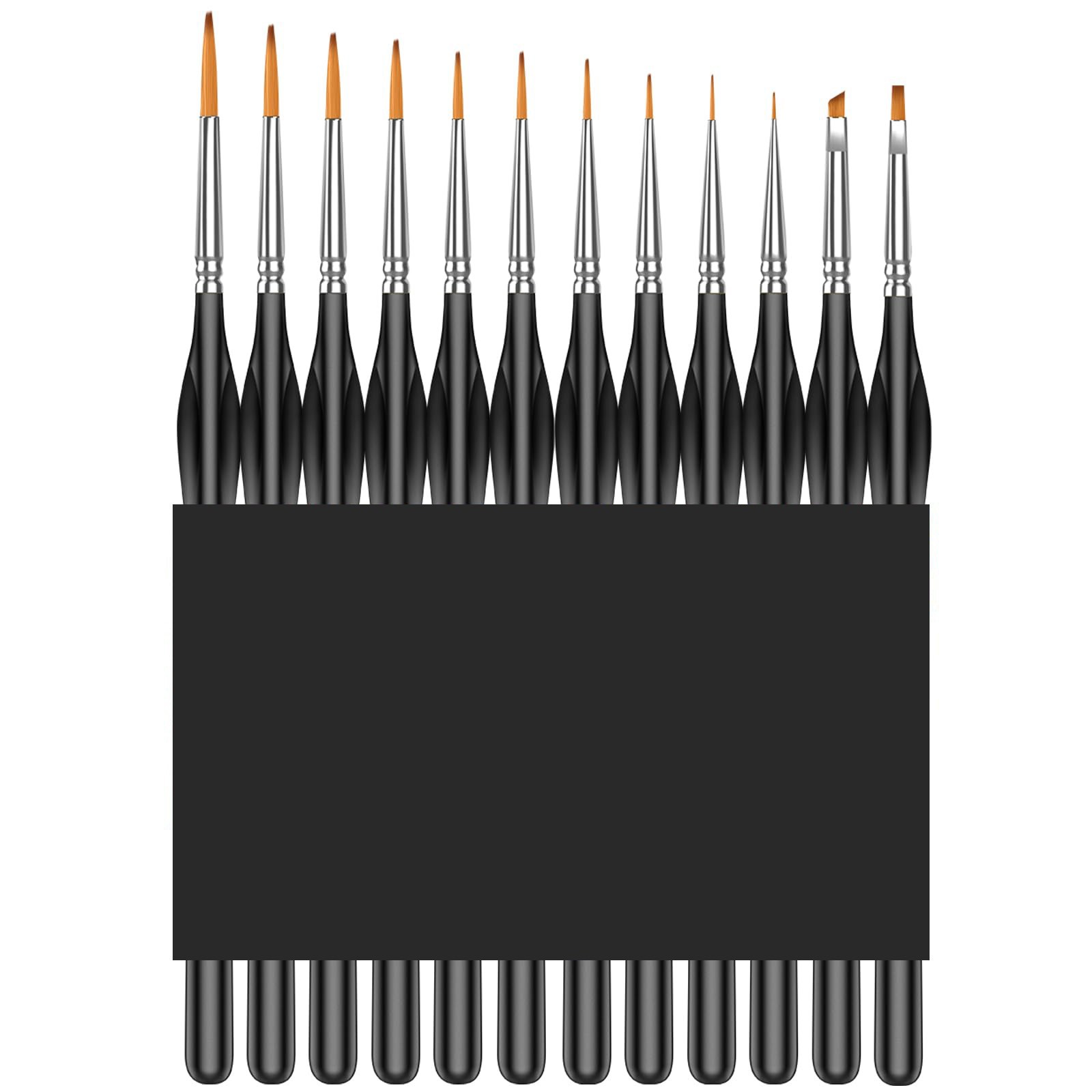 Fine Detailing Brushes Set 12PC, Miniature Paint Brushes,For Acrylic, Black