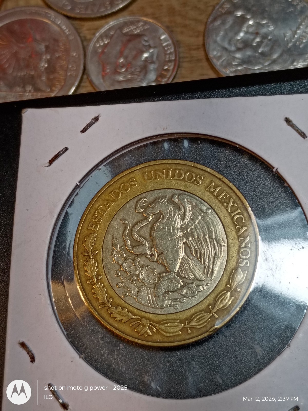 1998 10 Pesos Coin - Aztec Calendar Stone Design - KM# 616 - Bimetallic