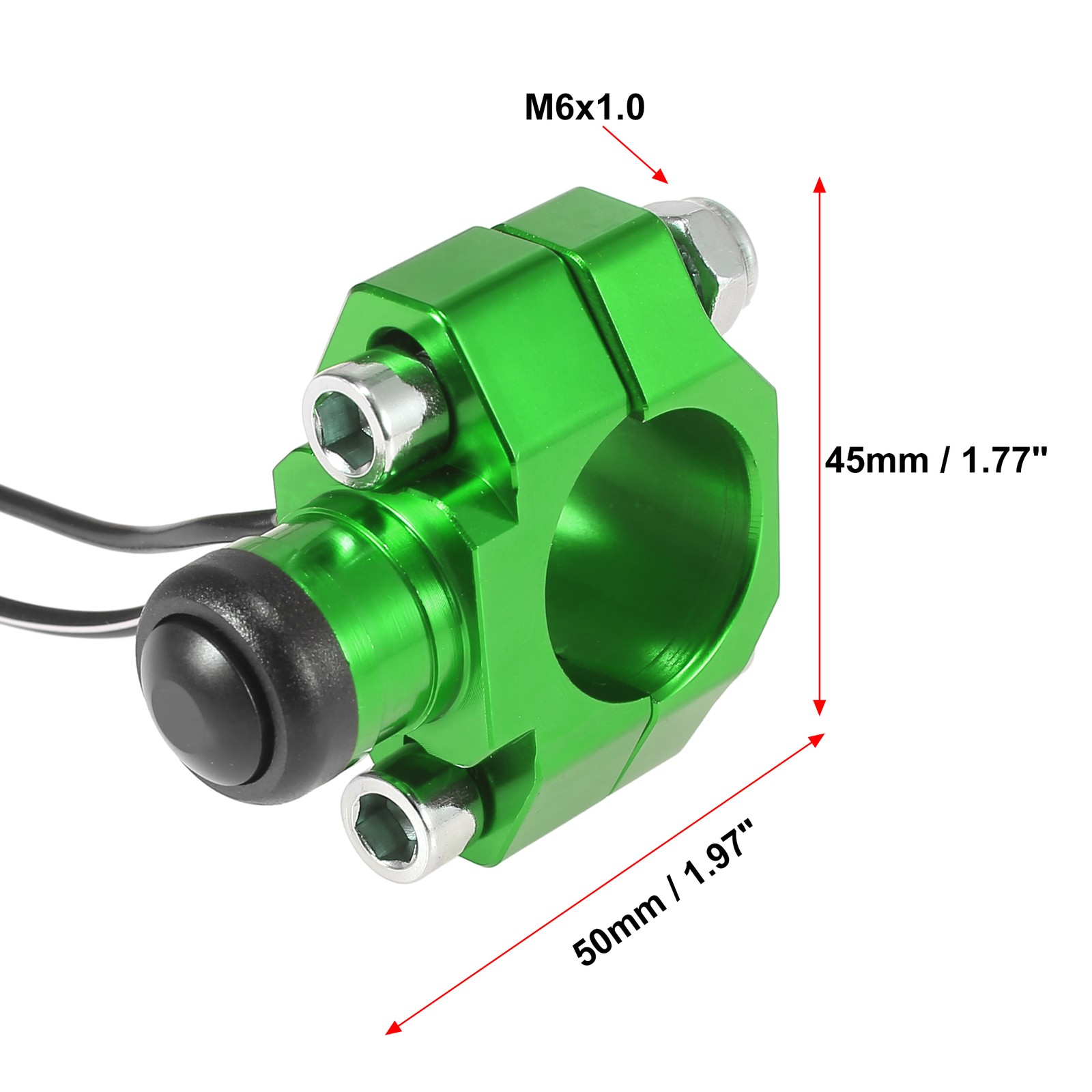 Universal Pack (1) Motorcycle Engine Start Switch Button Green Aluminum Alloy
